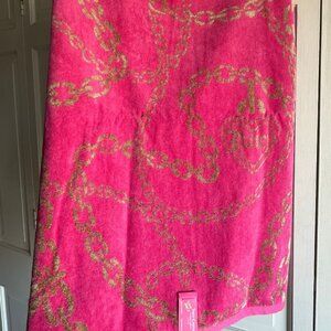 NWT Juicy Couture Pink With Gold Chain Links Large Bath Towel 28" x 54"